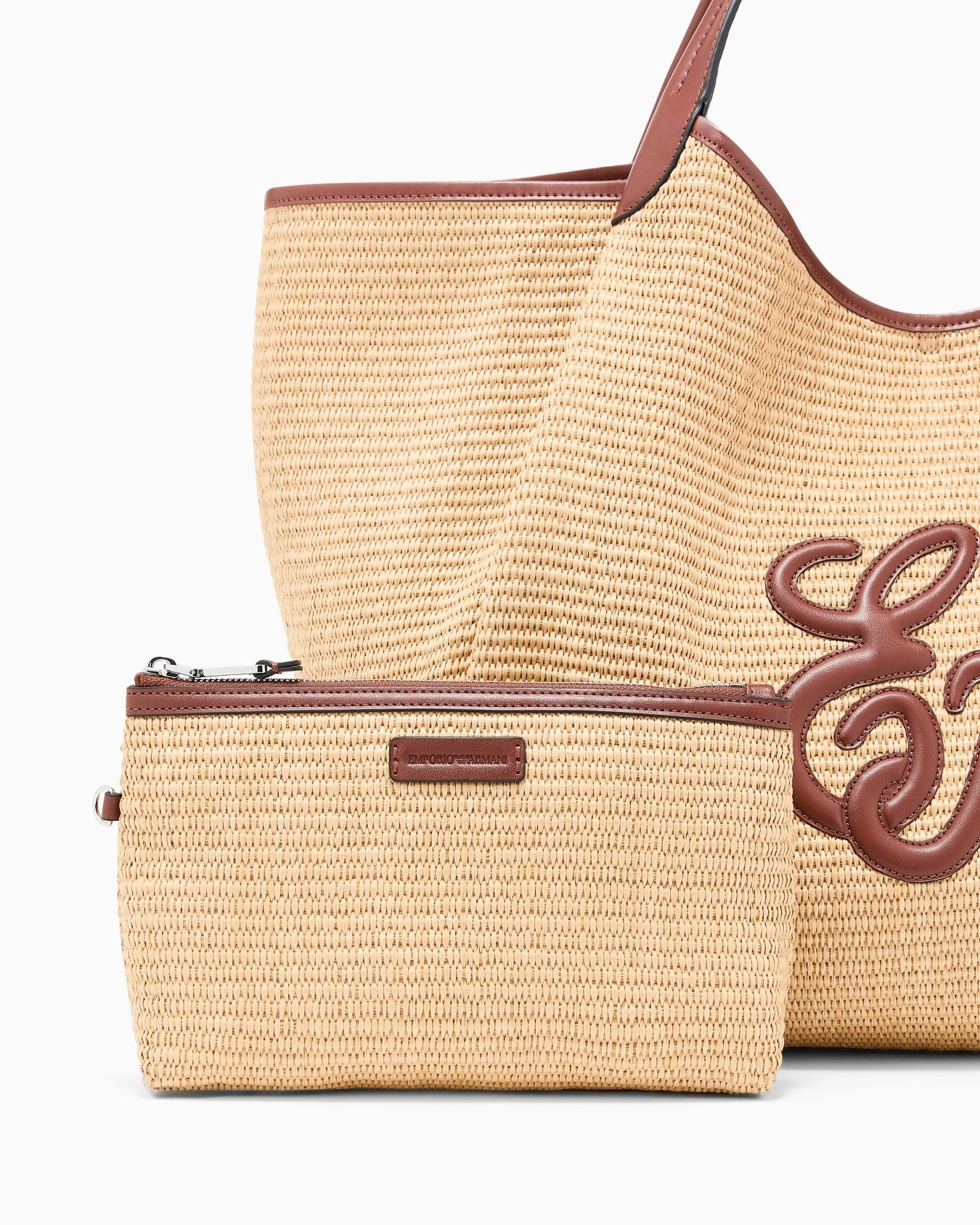 Bolso shopper contraste trenzado