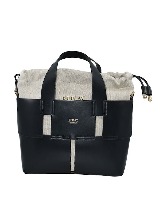 Bolso de hombro de tela napa