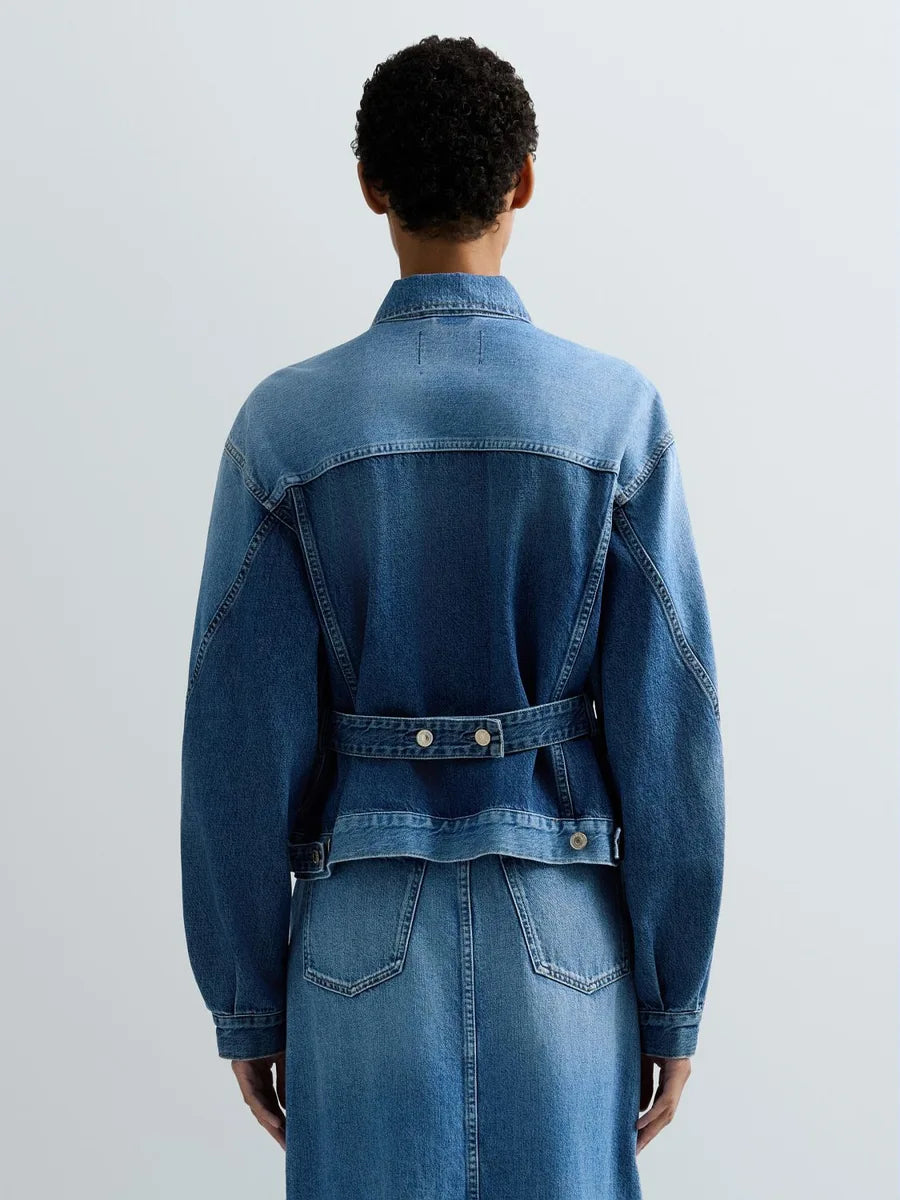 Cazadora relaxed fit de denim bicolor