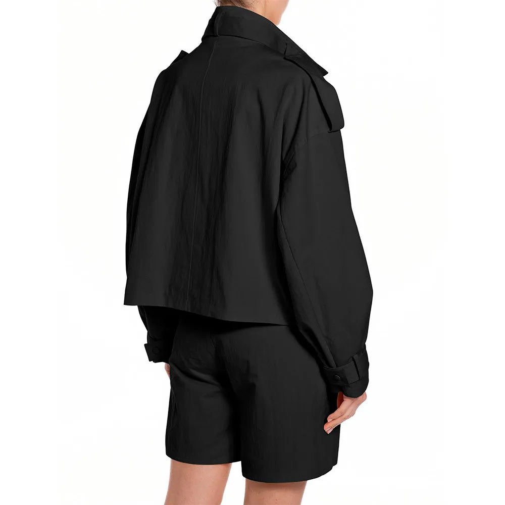 Gabardina corta de sarga
