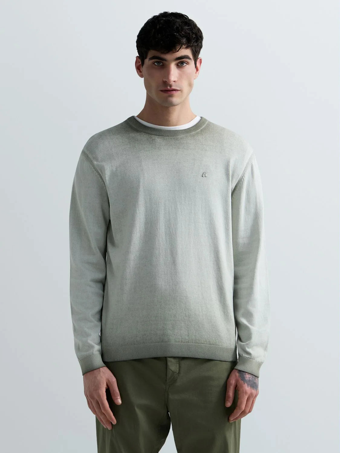 Jersey de cuello redondo de algodón difuminado