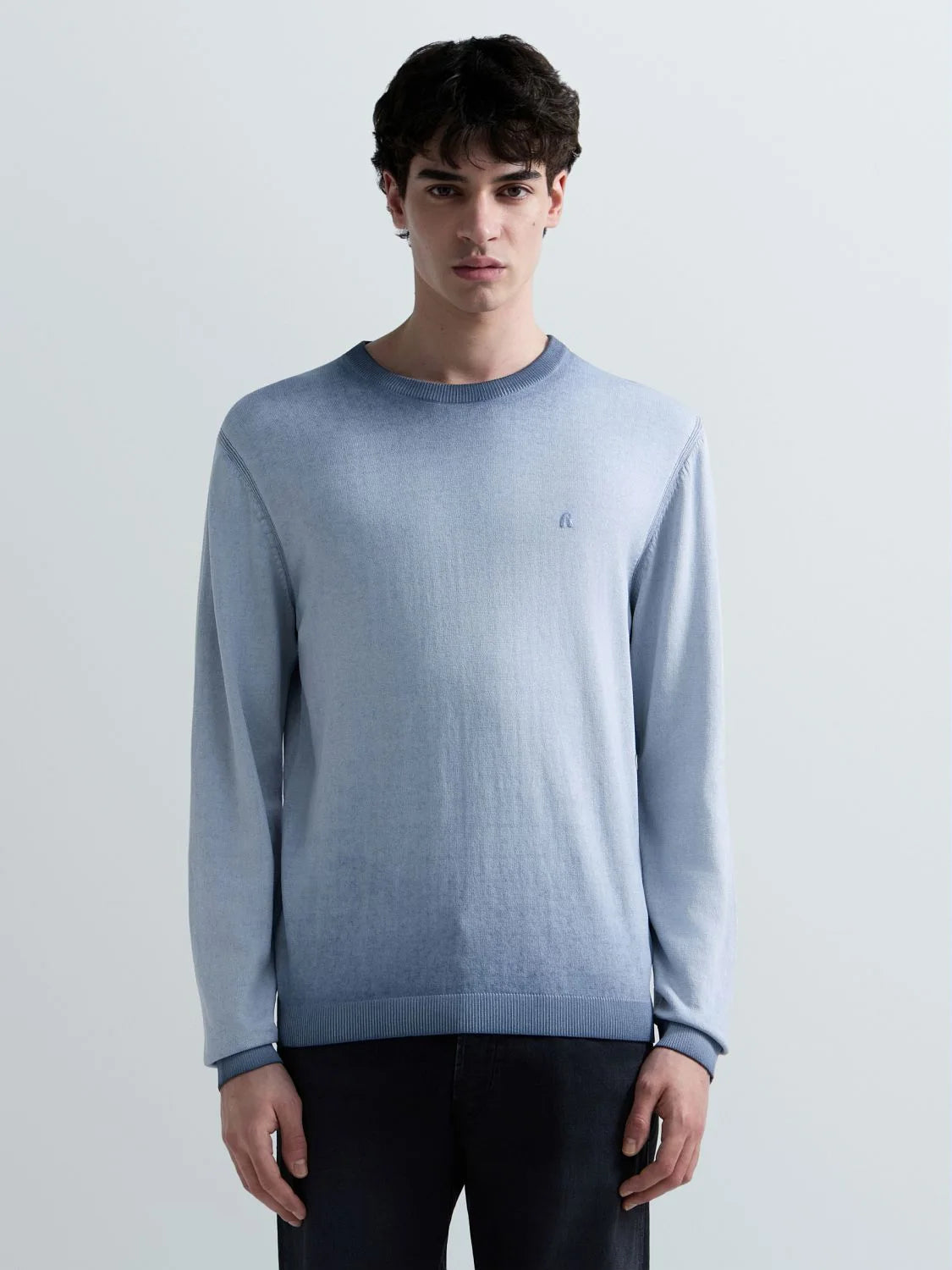 Jersey de cuello redondo de algodón difuminado
