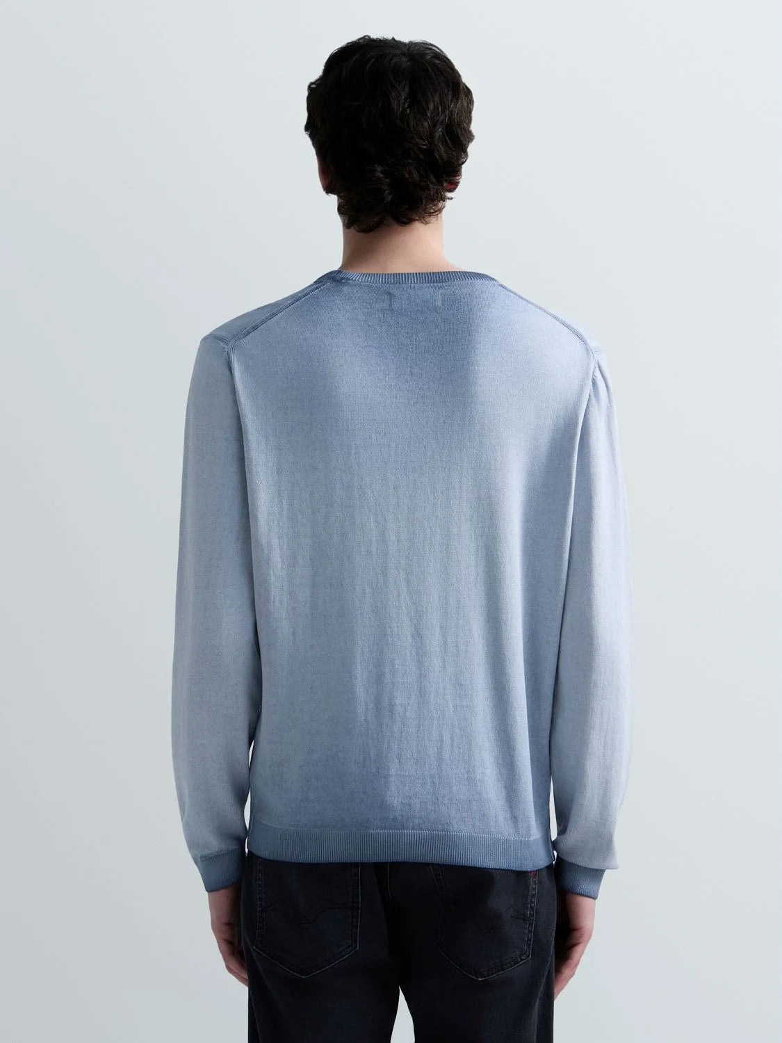 Jersey de cuello redondo de algodón difuminado