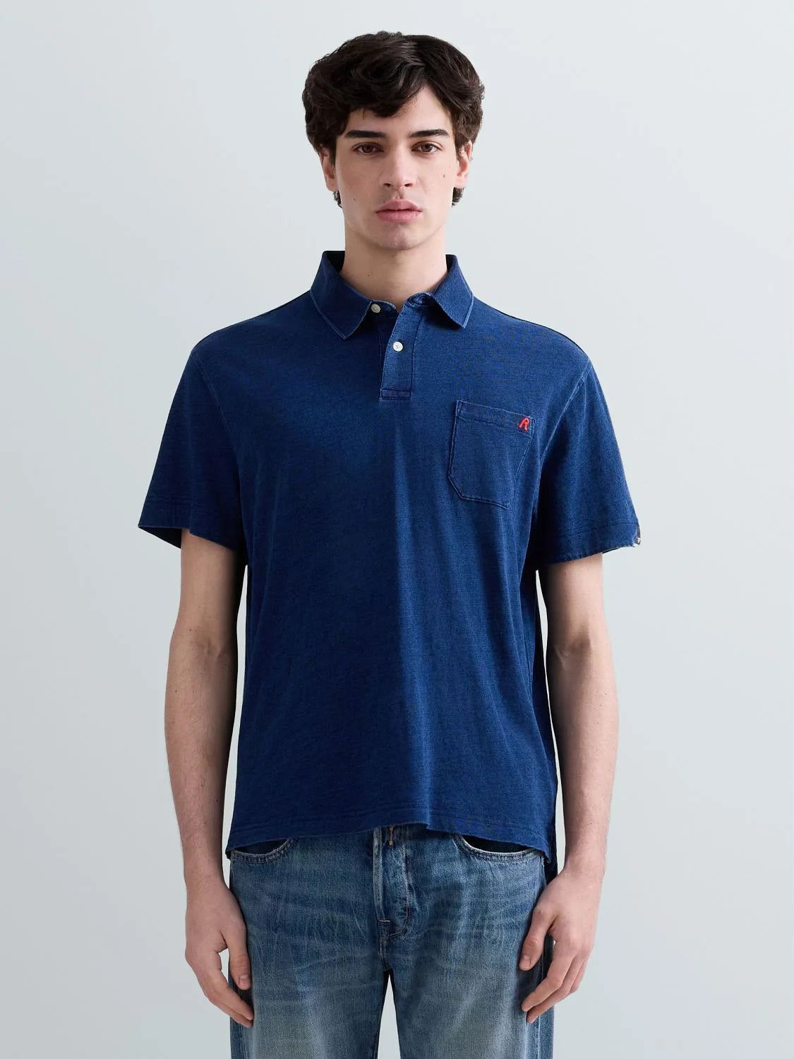 Polo de punto efecto denim
