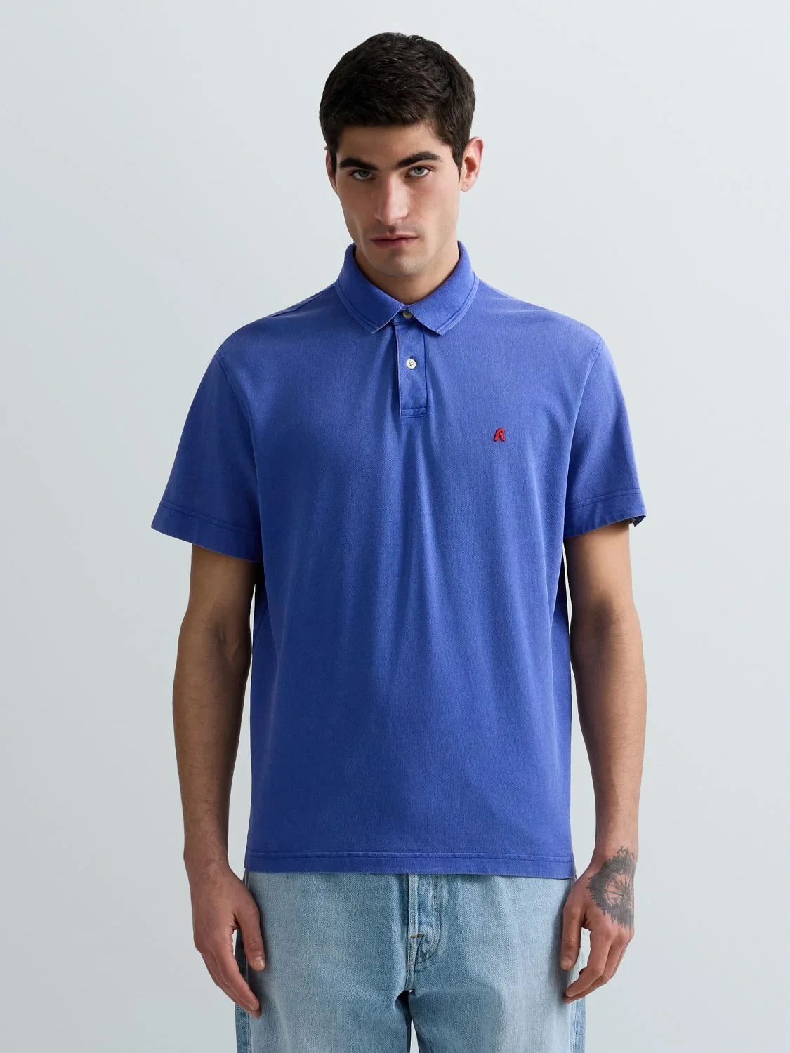 Polo de piqué de algodón con bordado r