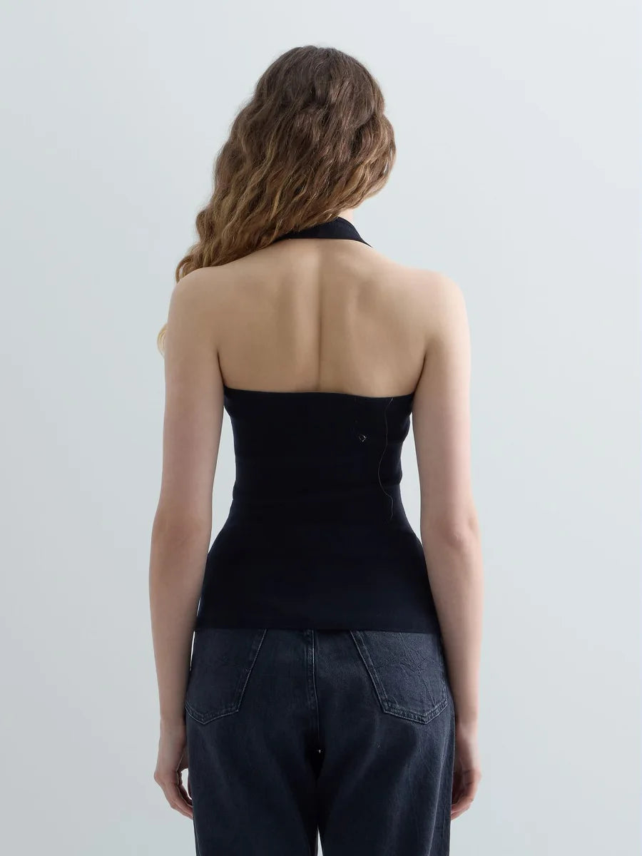 Top de punto con escote Halter